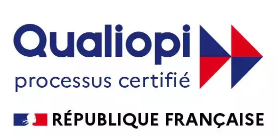 Logo Qualiopi, processus certifié, République française